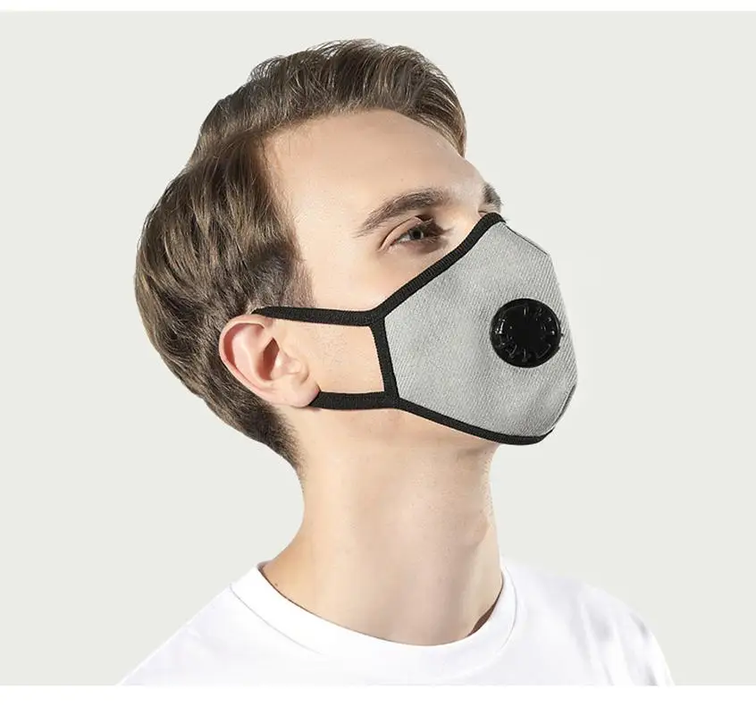 Маска хлопковая многоразовая для лица PM2.5 Пылезащитная с 3 фильтрами 1 шт. | Спорт и