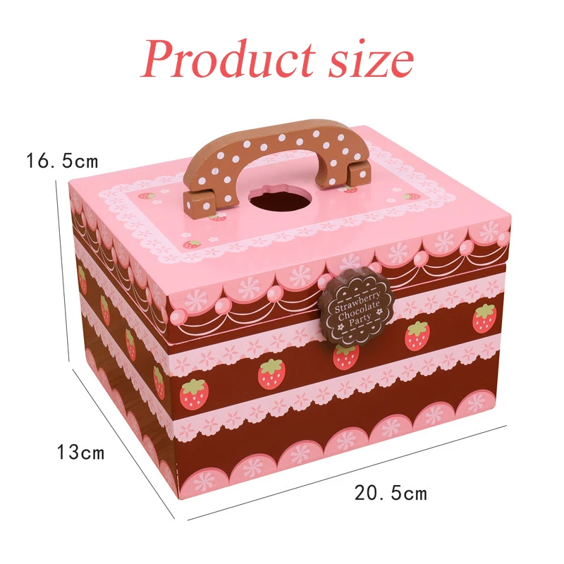 

Children's Wooden simulated magnetic fruit birthday cake wooden gift box set baby pretends to play with kitchen food girl toys