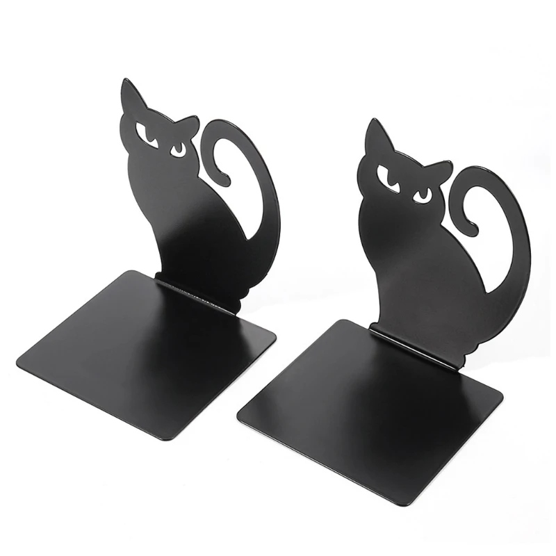 

1 Set Black Hollow-out Persian Kitten Metal Bookend Set Bookends for Heavy Books Non-Slip Decorative Metal Bookends HCCY