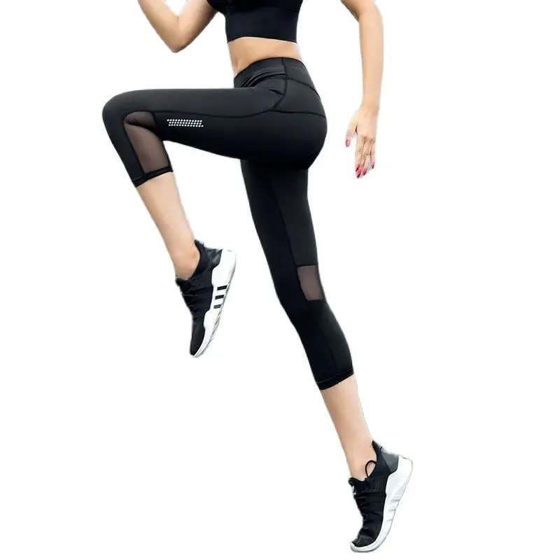 

Штаны для фитнеса и йоги с завышенной талией, женские сетчатые тренировочные штаны, сексуальная верхняя одежда, трико для бега, Стрейчевые ш...