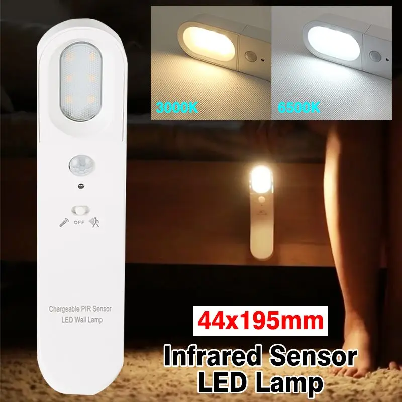 

2-IN-1 Infrared Sensor Light Cordless LED Night Light Emergency Lamp for Home Office 6500K/3000K Color Temperature Optional