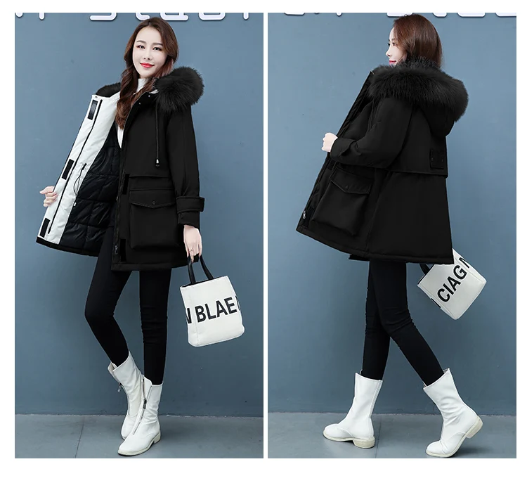 Leisure Thicken Cotton clothing coat New Women's winter jacket hooded fur collar Padded jackets women Ladies coats Loose Tooling