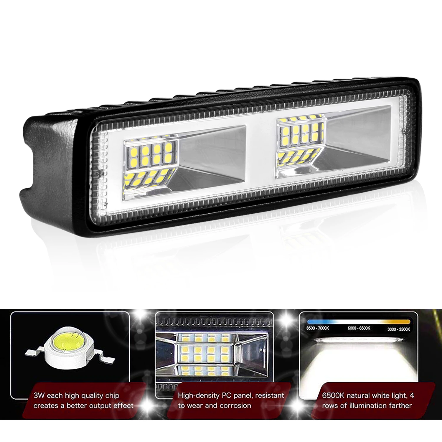 Led-светильник-Бар 18 Вт 48 Вт 42 Вт 54 Вт Светодиодный светильник для 4x4 внедорожника 12В 24В светодиодный рабочий светильник для туман светильник Реверсивный светильник светодиодный Подсветка