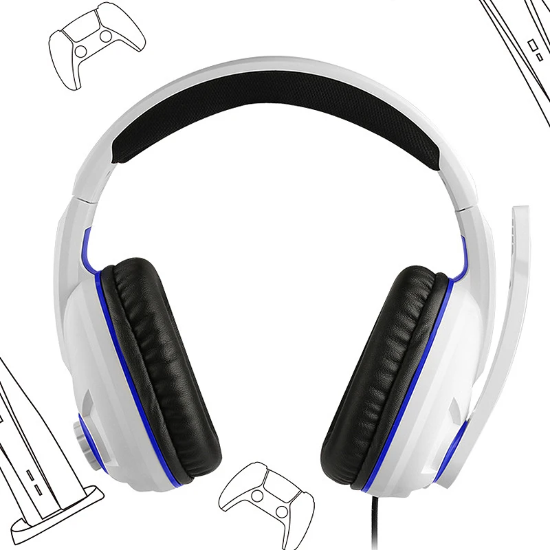 PS5 Headset Wired Over Ear Stereo Gaming Headphones with Microphone for PC IOS Computer Gamers Smart Phones Mobiles