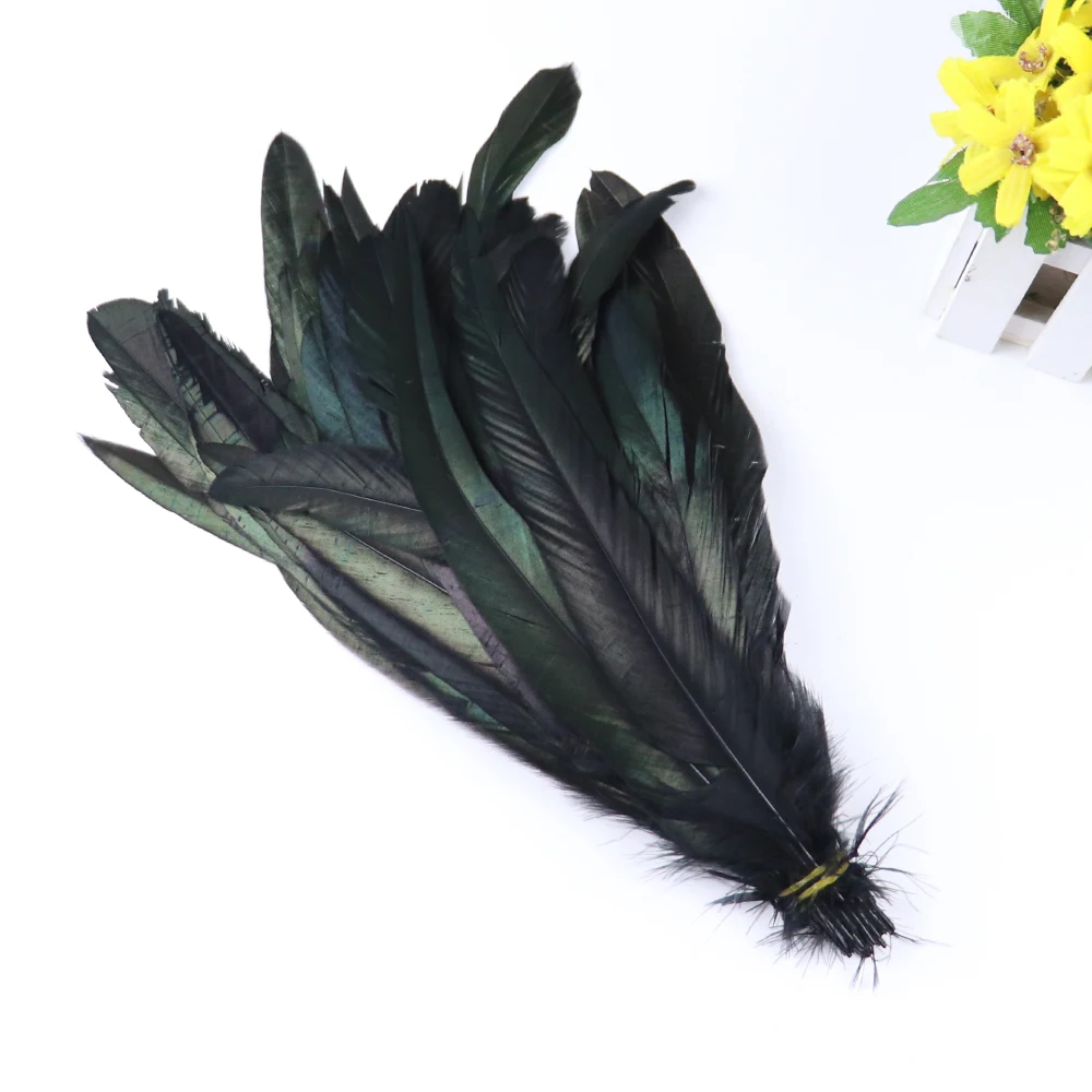 

20Pcs/Bag Natural Black Rooster Tail Feathers Jewelry Accessories Carnival Party Decoration for Crafts Plumes 25-35cm Wholesale