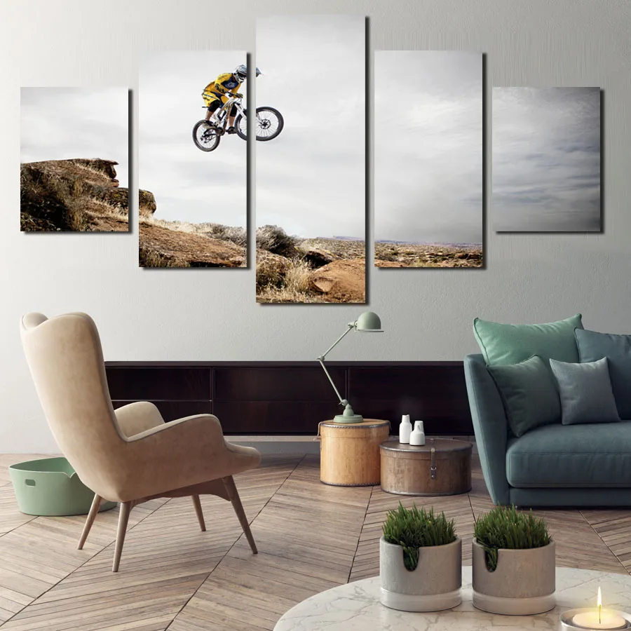 

Extreme Sports Biking On Steep Cliffs Canvas Decorative Painting Hd Printing Waterproof Ink Customizable Home Decoration