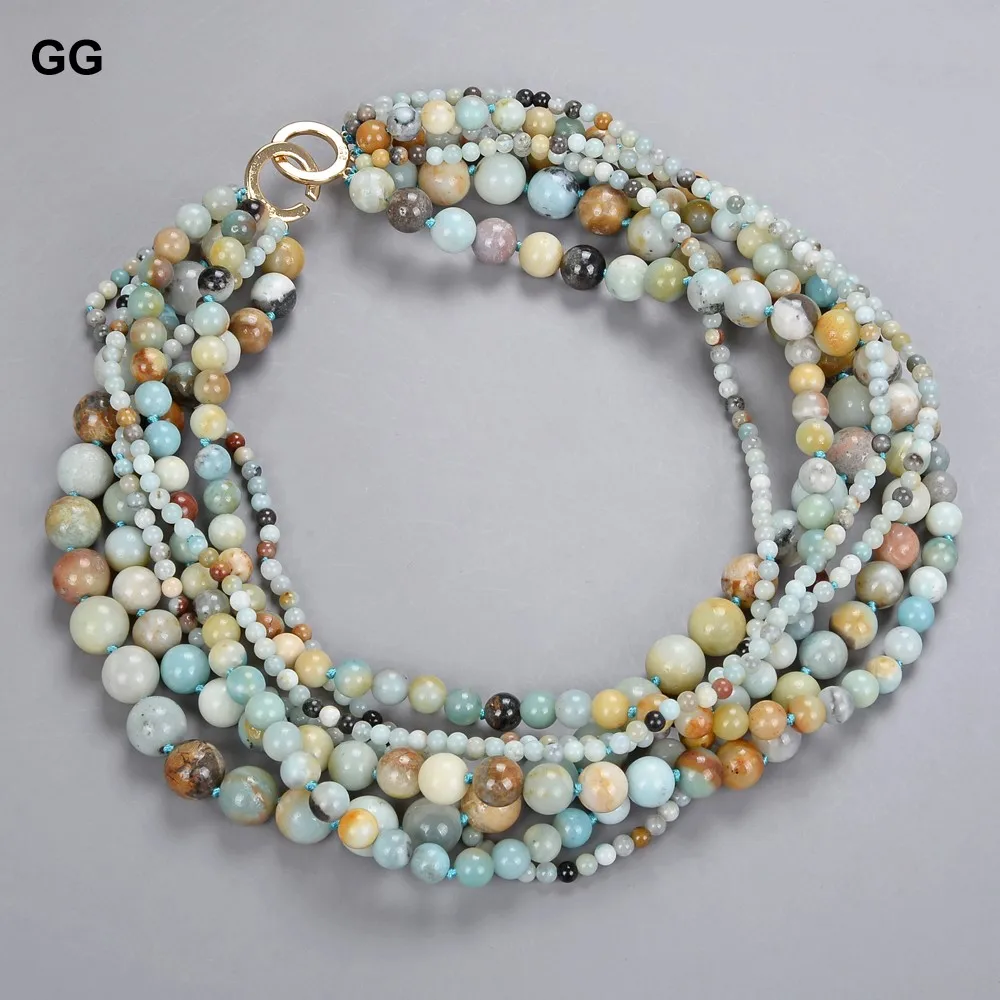 Женское ювелирное изделие GG Jewelry натуральное круглое ожерелье из амазонита 19