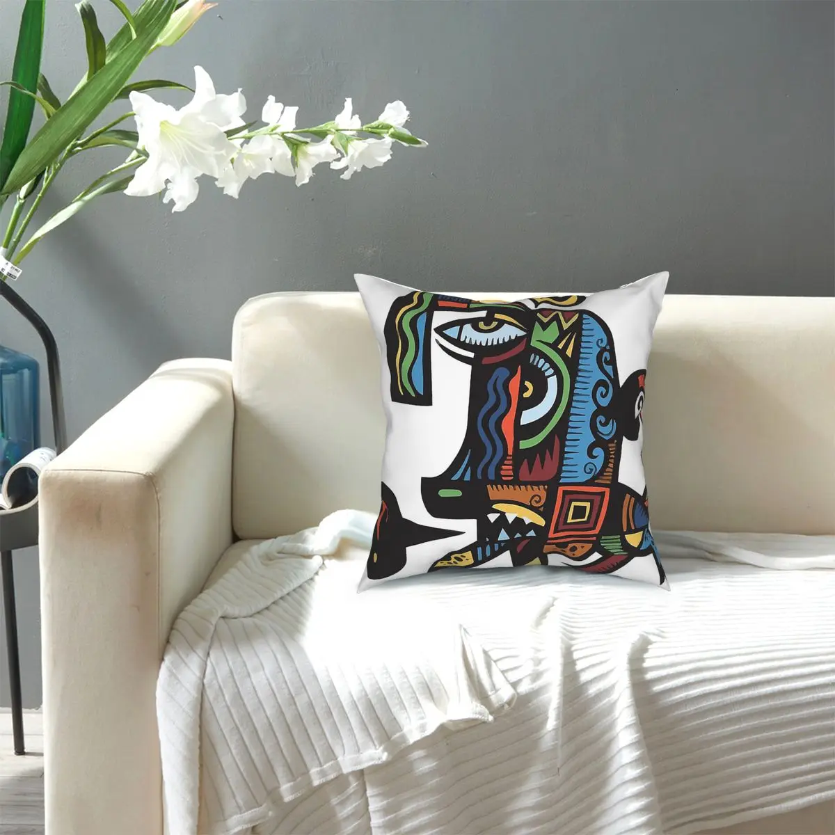 

Pablo Picasso Dog Artwork Colored Reproduction Throw Pillow Cover Polyester Cushions for Sofa Customized Pillowcase
