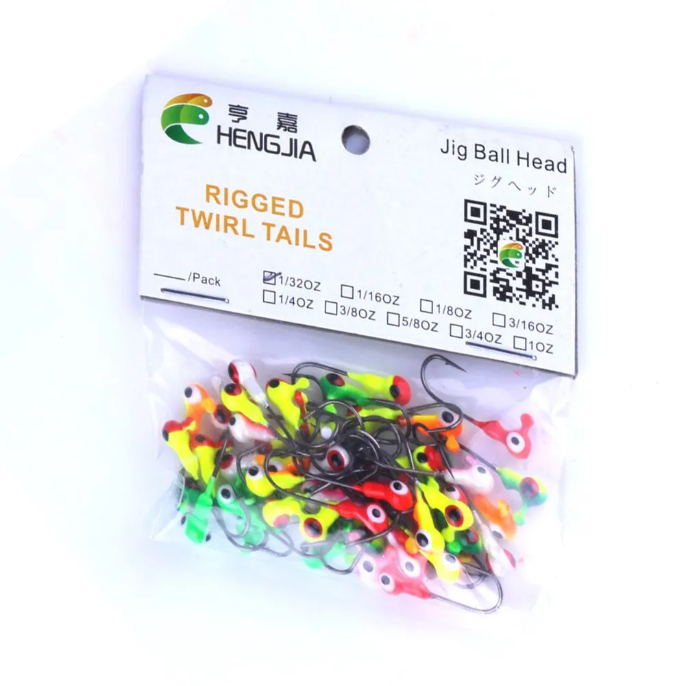 

50PCS/Pack 1/32oz 2cm Lead JigFishing Tackle Fishing Goods Fishing Accessories Heads Fishing Hooks Crappie Lure Bait Tackle Jigs