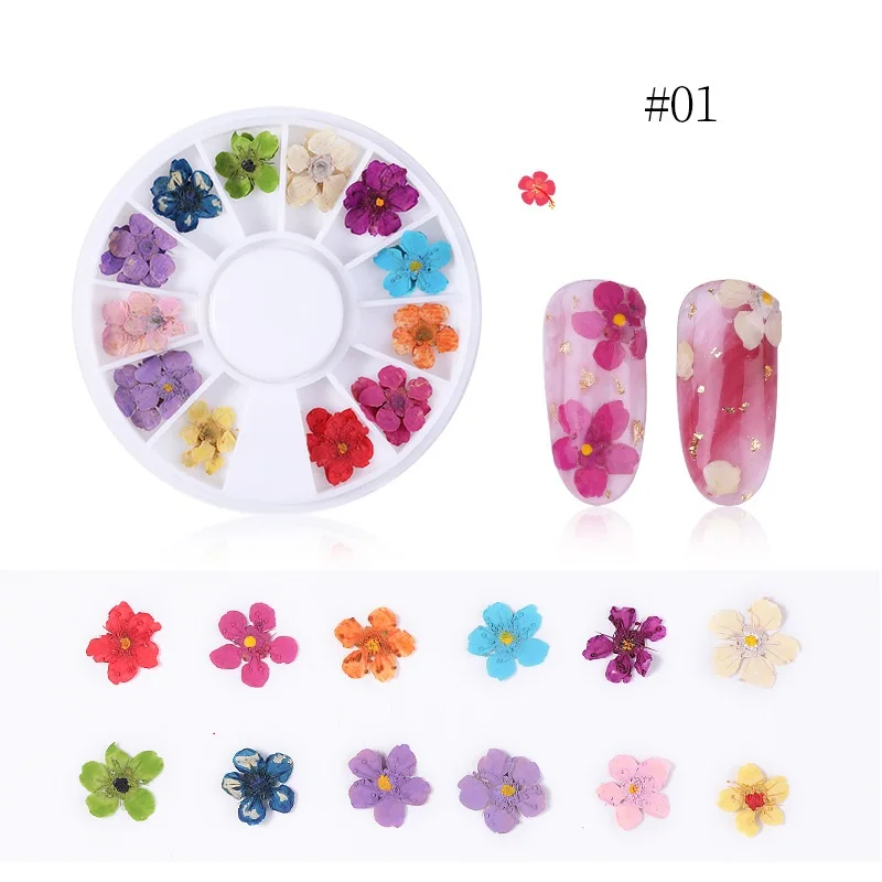1 Box Nail Art Dried Flower 3D Mixed Dry Natural Floral Sticker DIY Decals UV Gel Polish Manicure Decoration Tools | Красота и