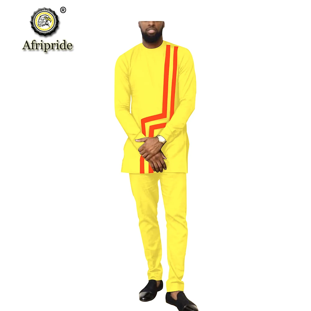 2019 Африканский мужской комплект одежды Дашики рубашка + брюки из Анкары короткий