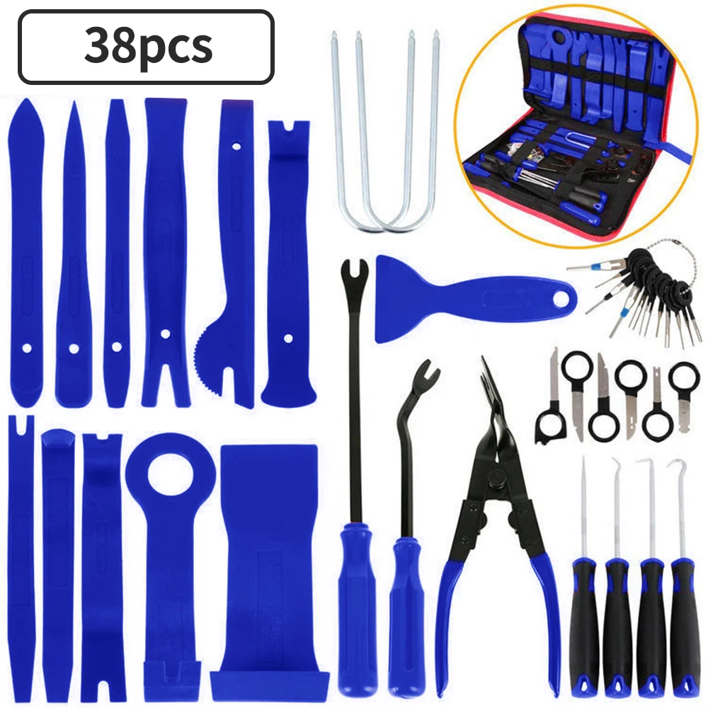 

Car Dashboard Removal Set Hand Tool Kit 38pcs Pry Remover Car Disassembly Tool Door Clip Panel Trim Dashboard Removal Tool