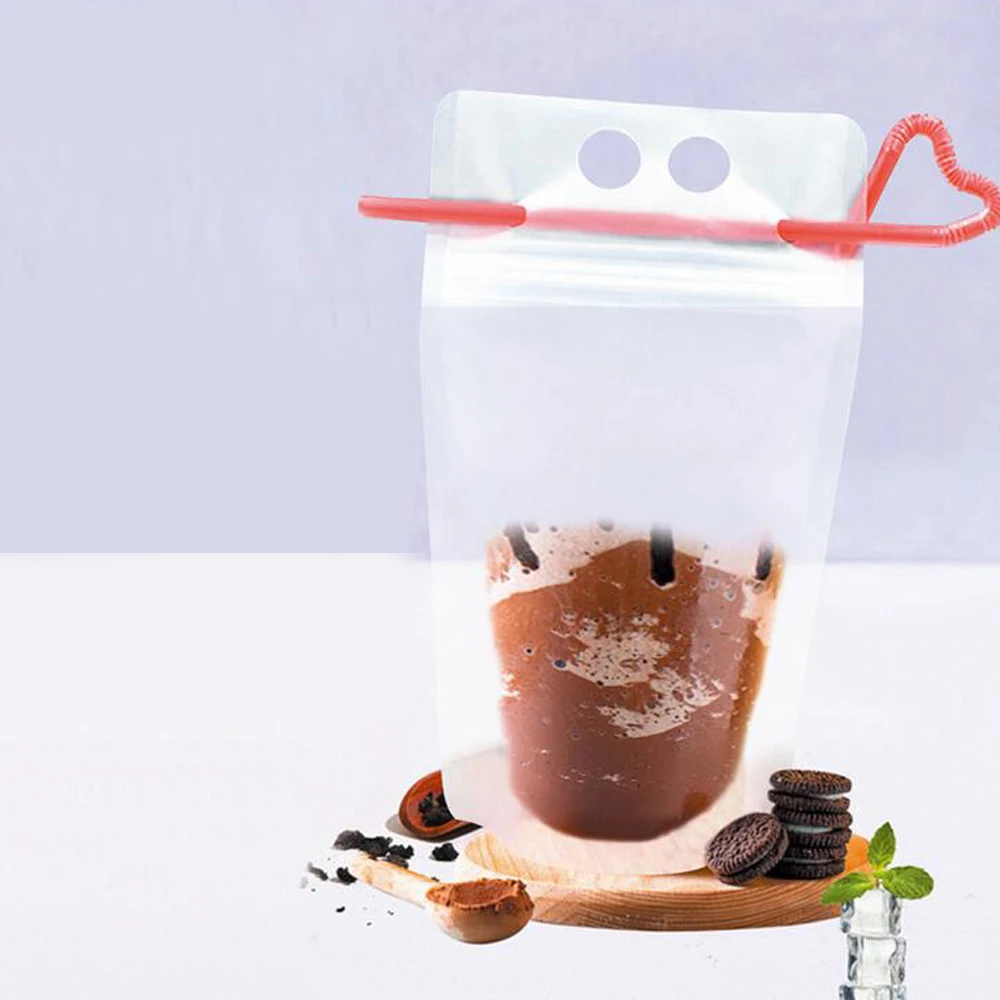 

100pcs Stand Up zipper zip lock Liquid Wine Juice Beverage valve Bag 250ml 500ml