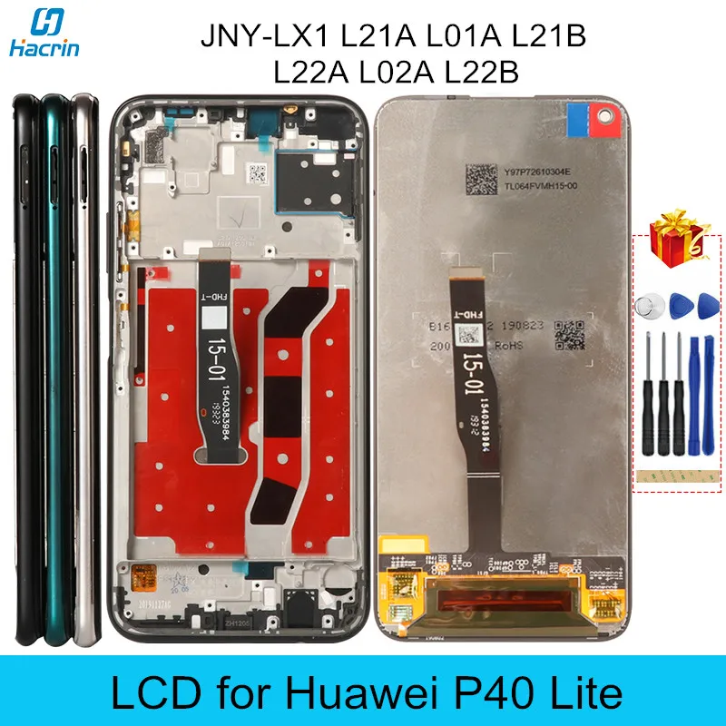 ЖК дисплей для Huawei P40 Lite JNY LX1 оригинальный с рамкой сенсорный экран Замена P 40
