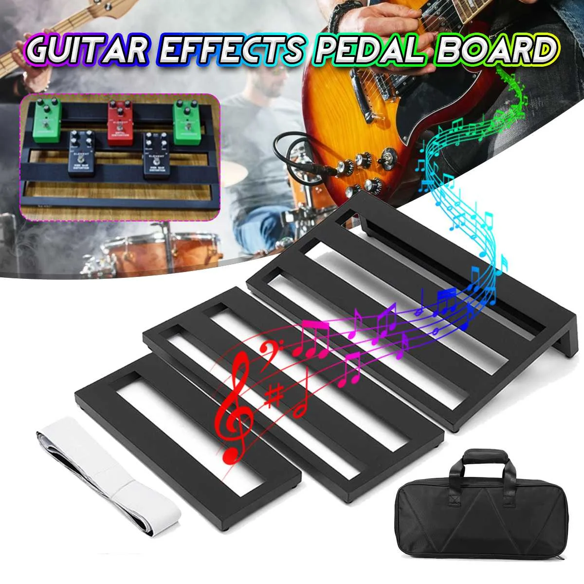 

Guitar Effects Pedalboard Aluminum Pedal Board Electric Guitar Effector Accessories With Black Pedalboard Bag 3 Size