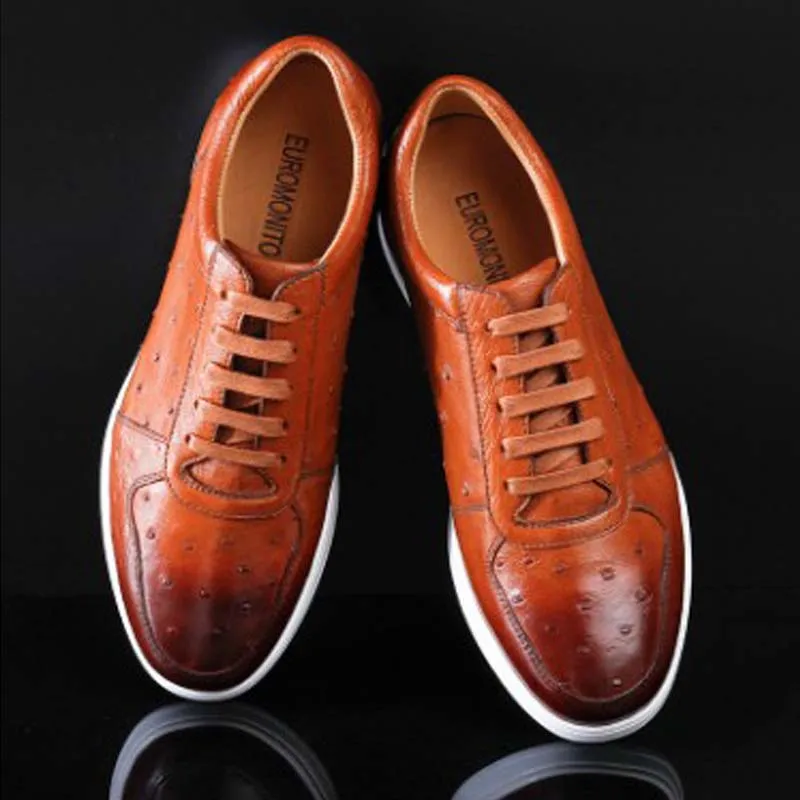 ourui new true ostrich leather men shoes male leisure Ostrich skin | Обувь