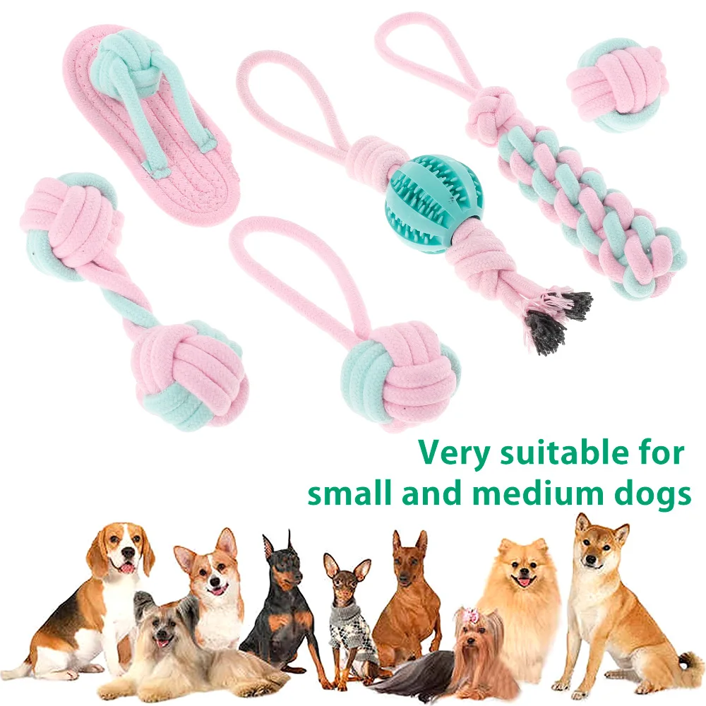 

6Pcs Dog Chew Toy Rope Set Durable Interactive Toy for Puppies Small Medium Puppy Tooth Toy Natural Cotton Pet Accessories