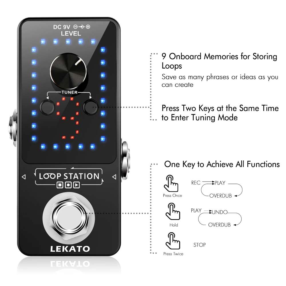 lekato looper gitarre pedal schleife elektrische gitarre effekt pedal true bypass 9 slot welle loop record 40 minuten looping fs gitarre teil free gl
