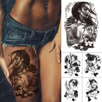 waterproof temporary tattoo stickers beauty plum blossom tiger flash tattoos female black body art arm fake tatoo male