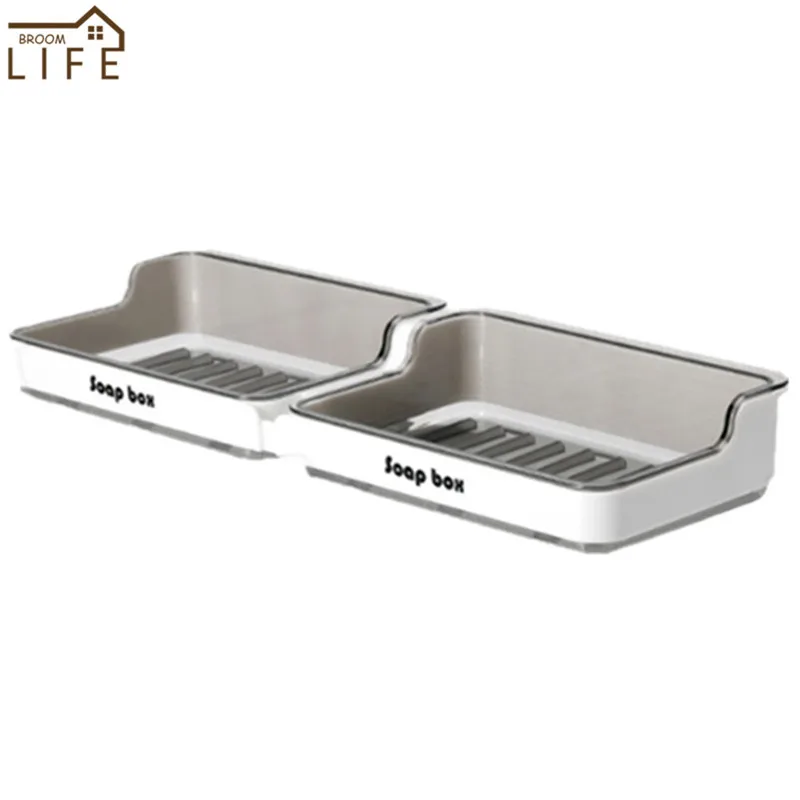 

Soap Dishes Drain Soap Sponge Storage Rack Holder Wall Mounted Bathroom Kitchen Organizer Toilet Soap Draining Boxes Holder