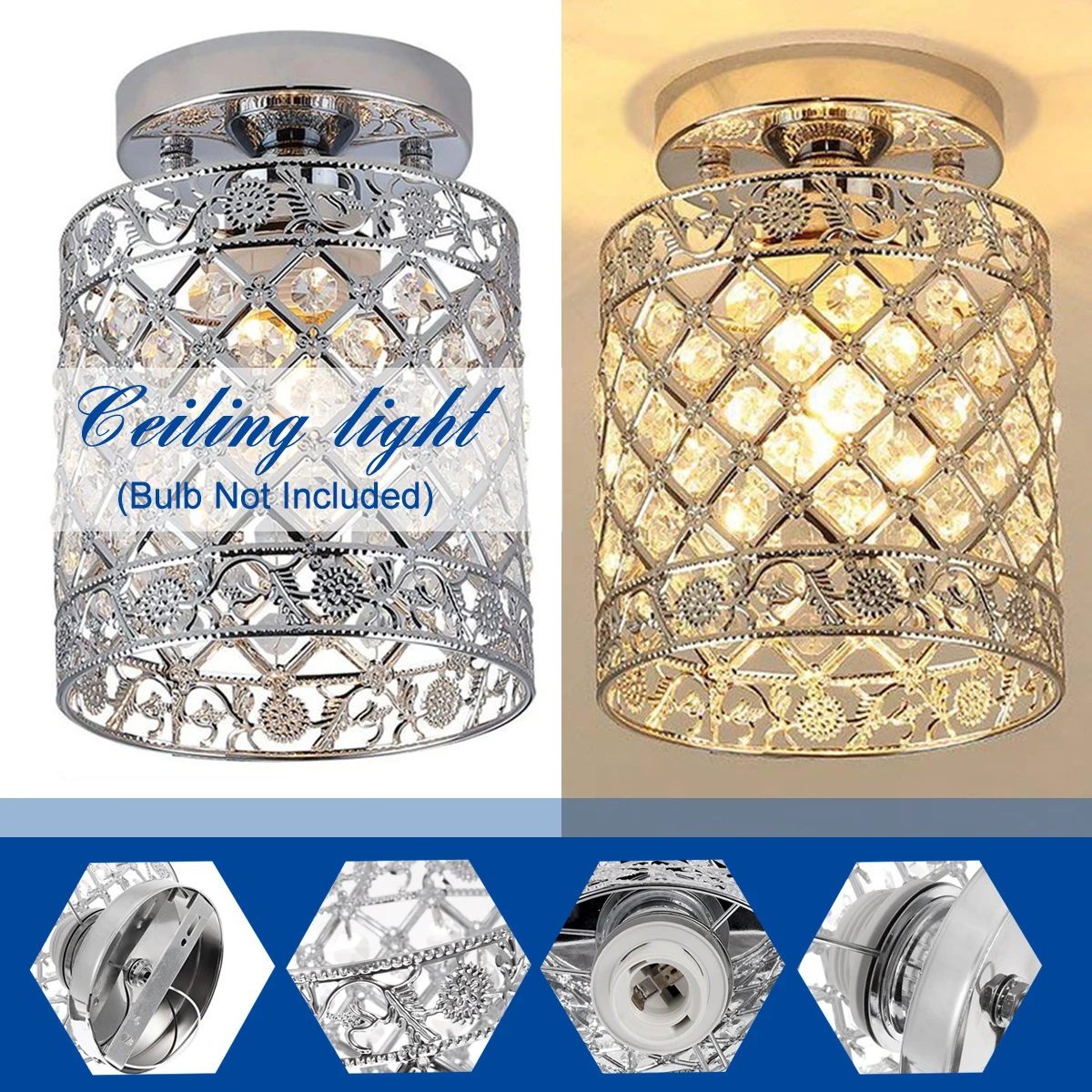 $23.70 Modern crystal ceiling lamps bulb led lamps Living room dining room Golden ceiling lights led lustre ceiling lamps