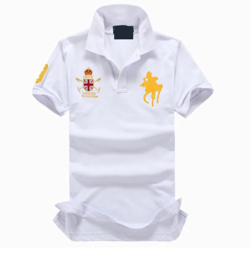 white S-2XL, модные, известный бренд, хлопок, мужские рубашки поло с коротким рукавом, с логотипом большой лошади, поло homme de marque haute qualite - Цвет: white