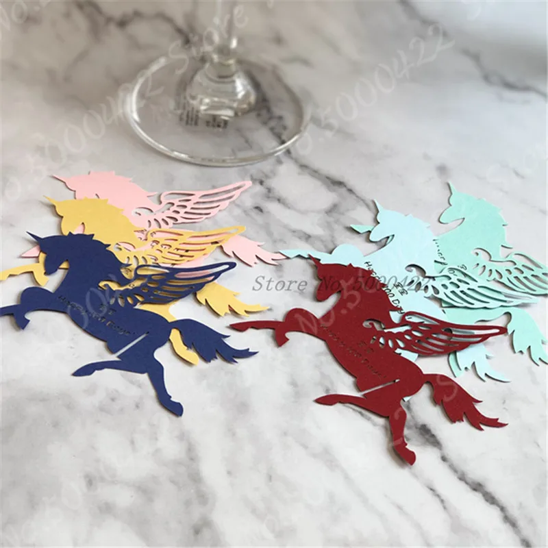 50 шт. открытки с именем для вина в виде единорога детское место душа стакан