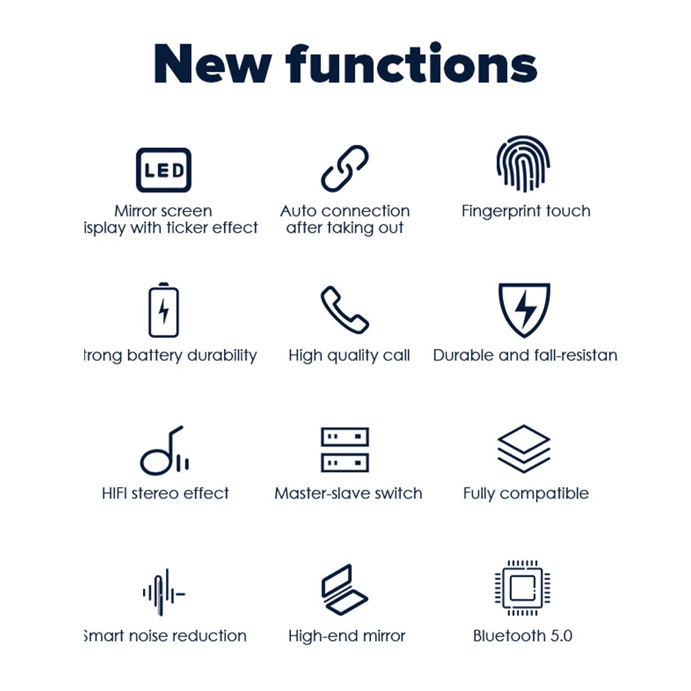 

TWS Wireless Earphones 3500Mah Charging Case Bluetooth 5.0 Headphones HD Mirror Display IPX7 Waterproof Earbuds Stereo For Phone