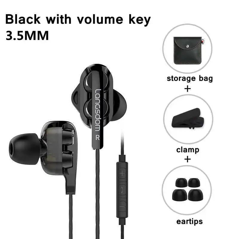 Black with volume Бренд Langsdom D4C наушники проводные Hifi наушники вкладыши для телефона Xiaomi huawei meizu type c Ушные телефоны - Цвет: Black with volume