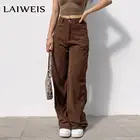 Винтажные вельветовые бриджи в стиле Харадзюку y2k, коричневые широкие брюки, уличная одежда, брюки для бега с высокой талией, весна и осень 2021