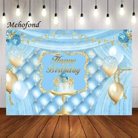 mehofond photography background light blue balloon flowers glitter diamond cake kids child birthday party backdrop photo studio