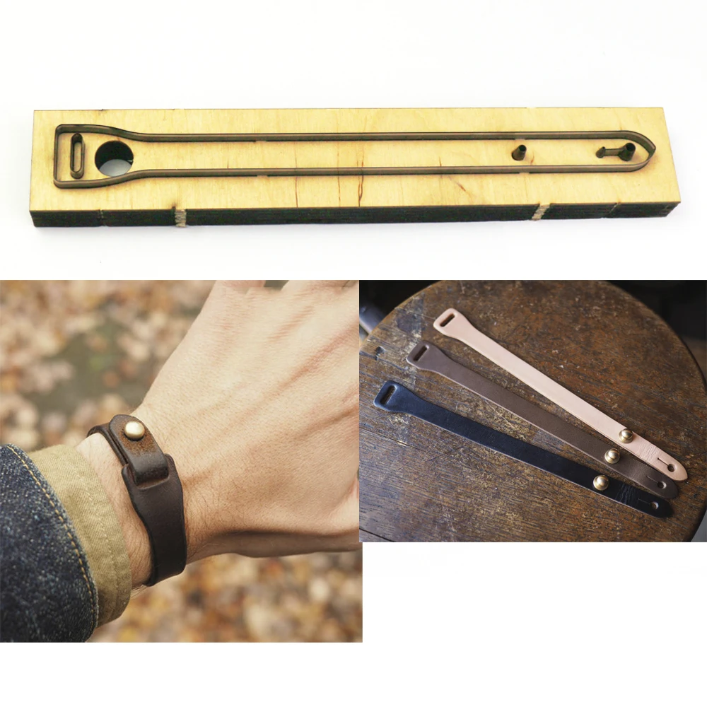 Molde de cuchillo troquelado para pulsera Artesanal de cuero, herramienta de punzón ahuecado de metal, patrón de 24x240mm, bricolaje