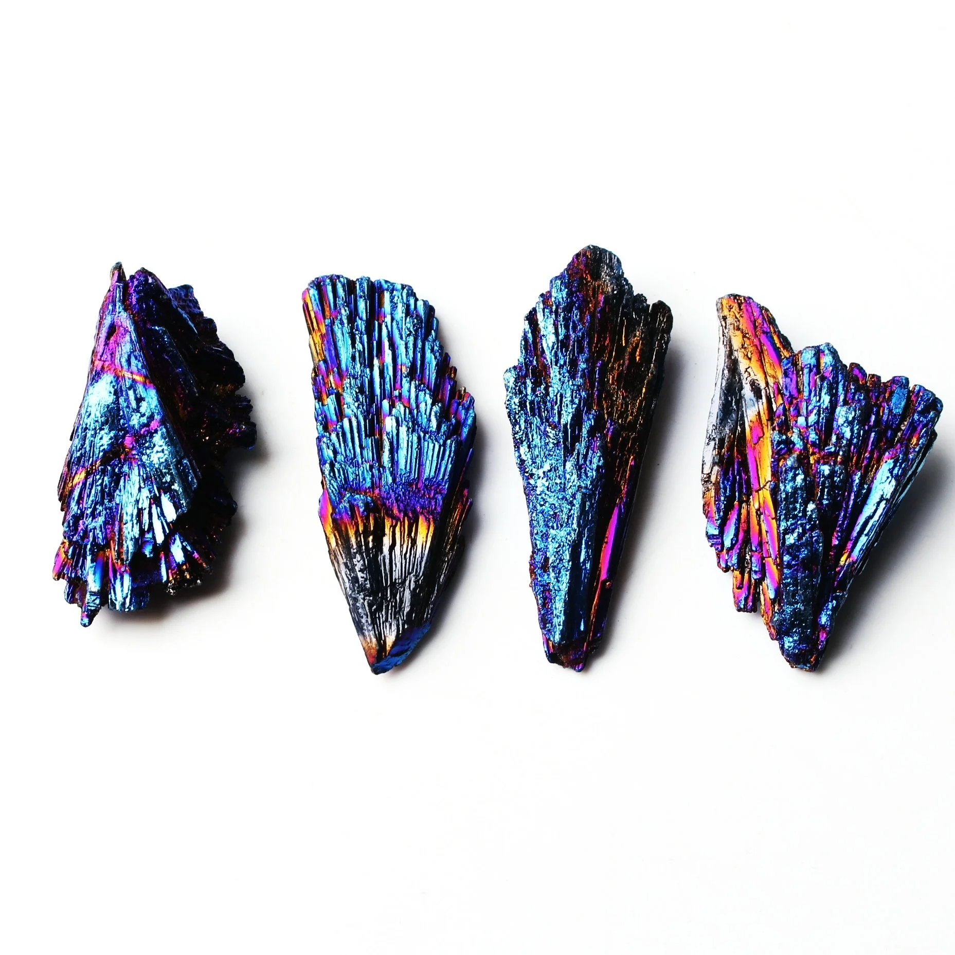 1PC Electroplated Blue Colorful Natural Black Tourmaline Crystal Rough Mineral Specimen Rough stone Healing Decor Gift