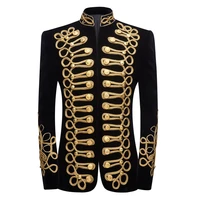 gold embellished blazer jacket men slim black double breasted jacket men nightclub prom suit blazer costume homme clothes