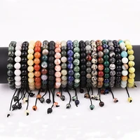 new fashion simple design 8mm natural stone beads adjustable macrame bracelet women men