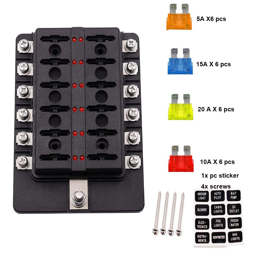 12V 24V плавкий предохранитель держатель 12/10/6 способы изменение предохранителей