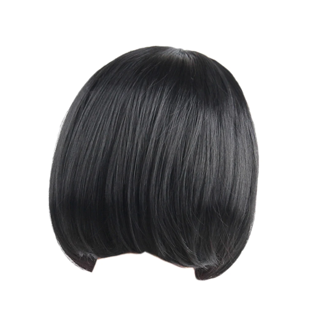 

Парики из синтетических волос Боб, черные, 12 дюймов, для косплея, с сетчатой крышкой