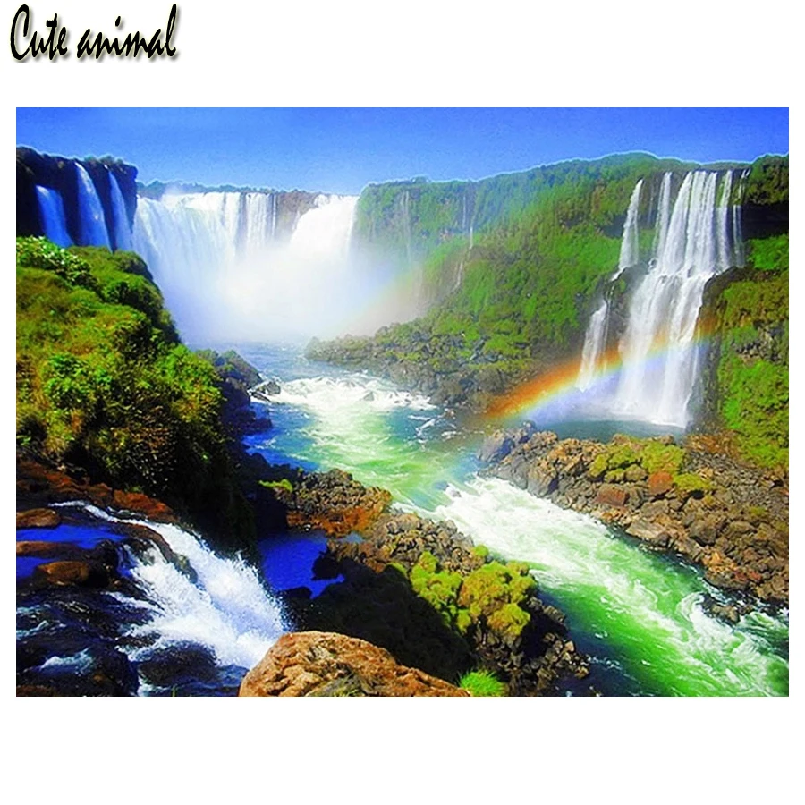 

Алмазная 3d вышивка «радужный Водопад», полноформатная круглая мозаика для вышивки крестиком, картина для гостиной, украшение для дома