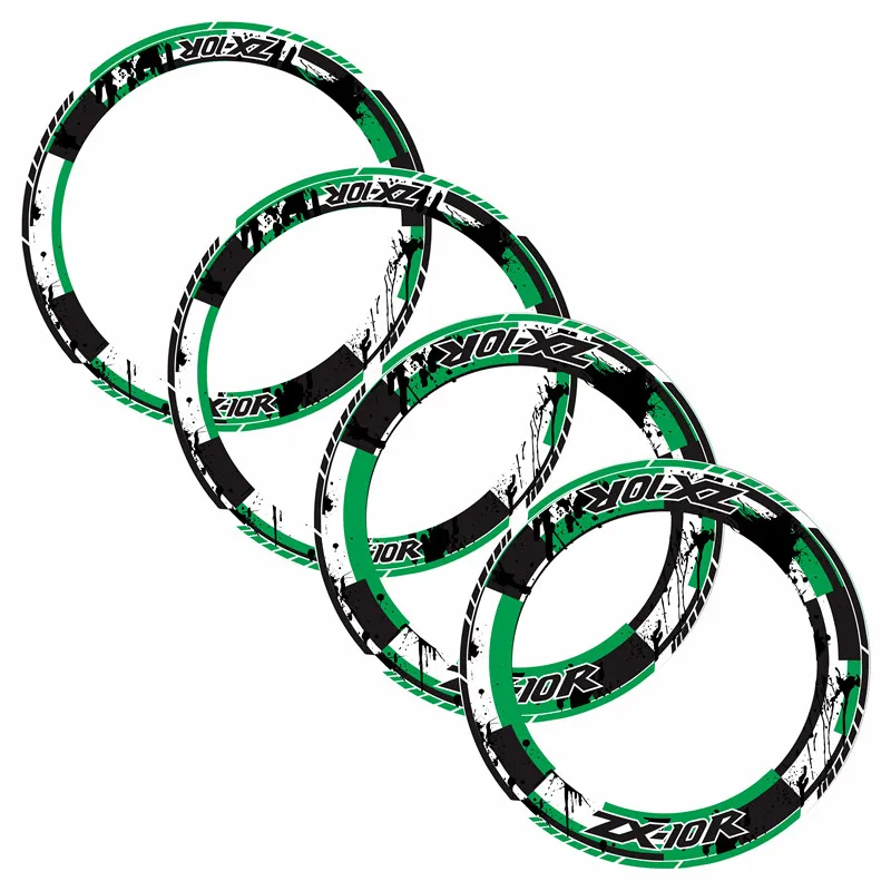 

4 X Motorcycle Rim full coverage sticker Inner Outer Wheel Sticker moto reflective Stripe Wheel Decals For KAWASAKI ZX-10R zx10r