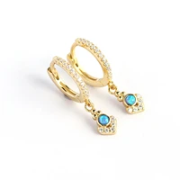 blue opal bohemia style circle stud earrings sterling 925 silver for women gold color teen girls jewelry hopeiset korvakorut
