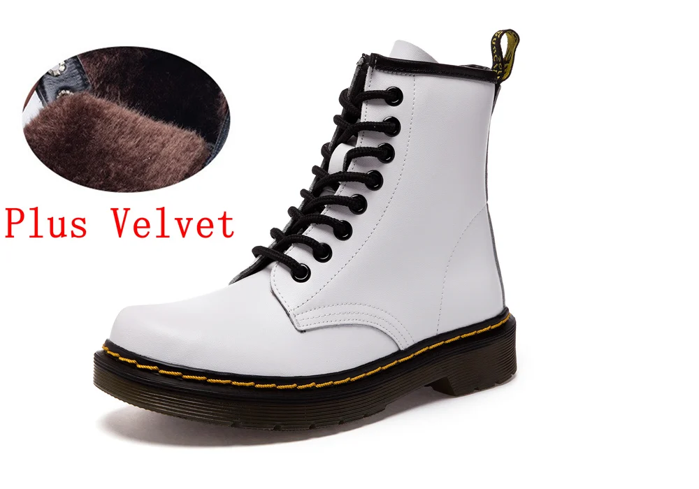 Женские ботинки; doc martins; ; винтажные классические ботинки martin в британском стиле; женские мотоциклетные ботинки на толстом каблуке; Bota Feminina Dr's Shoes - Цвет: White Fur