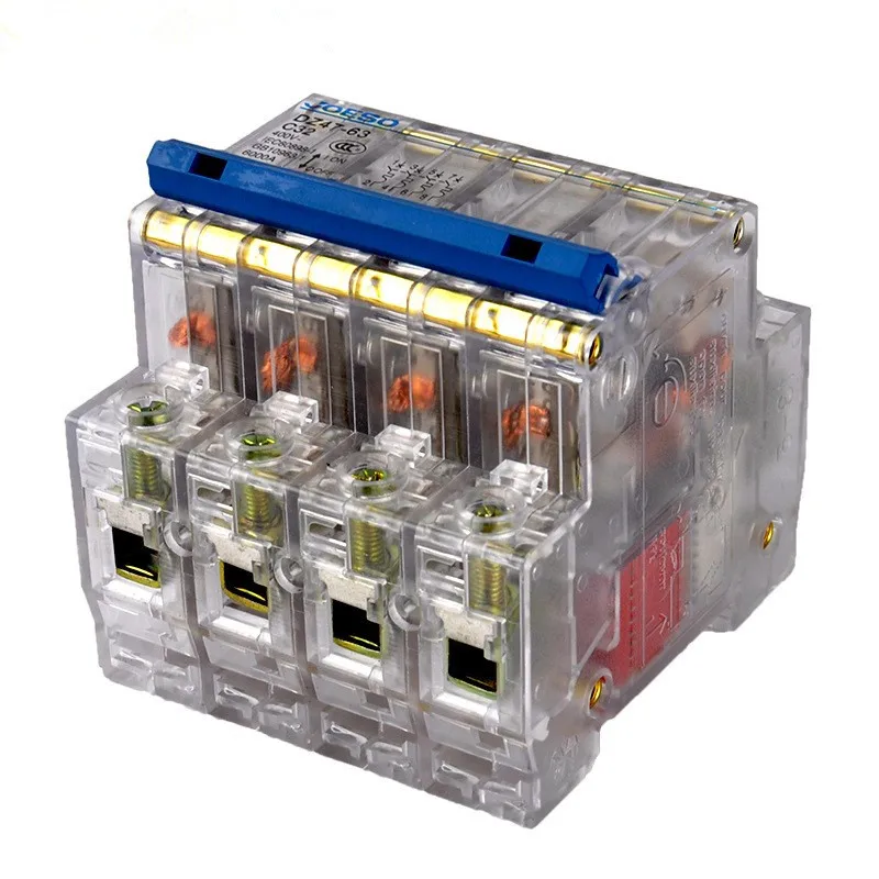 

DZ47-63/4P C63 230V~400V 50HZ/60HZ small Transparent Circuit breaker AC MCB safety breaker C Type