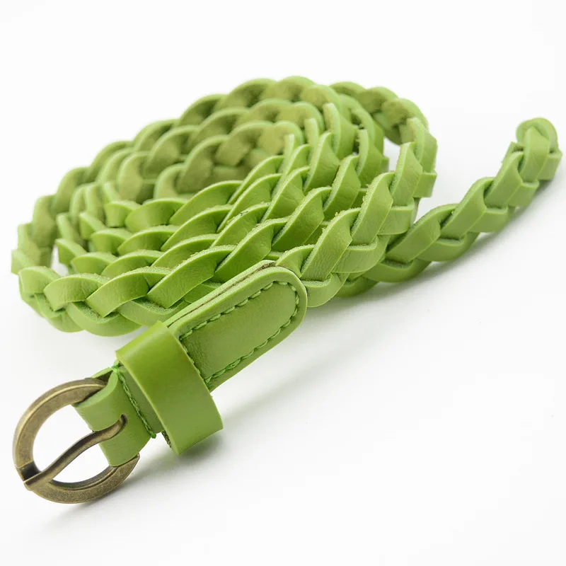 

Pu Thin Belt Woven Waistband Women's Alloy Pin Buckle Waist Belts Women All-match Skirt Width Decorative Belt Fashion Waistband