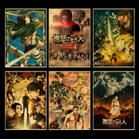 attack on titan season 4 posters japanese anime retro posters wall stickers kraft paper prints home decoration painting