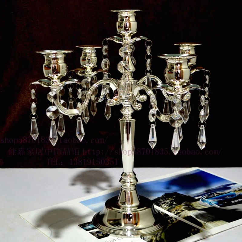 Креативный серебристый подсвечник с 5 рычагами металлический стеклянный