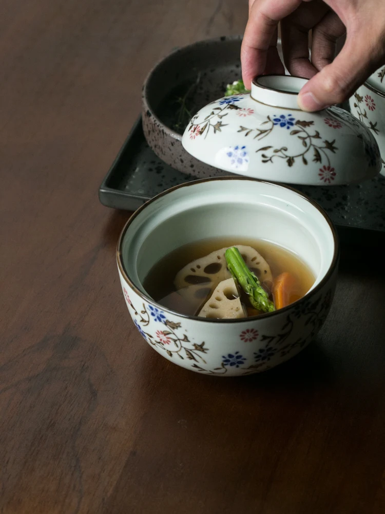 Керамическая чашка для тушения в японском стиле ручная роспись птичье гнездо