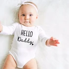 Для малышей, для маленьких мальчиков и девочек с длинными рукавами и надписью Hello толстый комбинезон для малышей Модная одежда для новорожденных, милые мягкие комплекты одежды на возраст от 0 до 24 месяцев