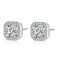 wangaiyao new fashion earrings female korean shiny zircon square diamond earrings simple