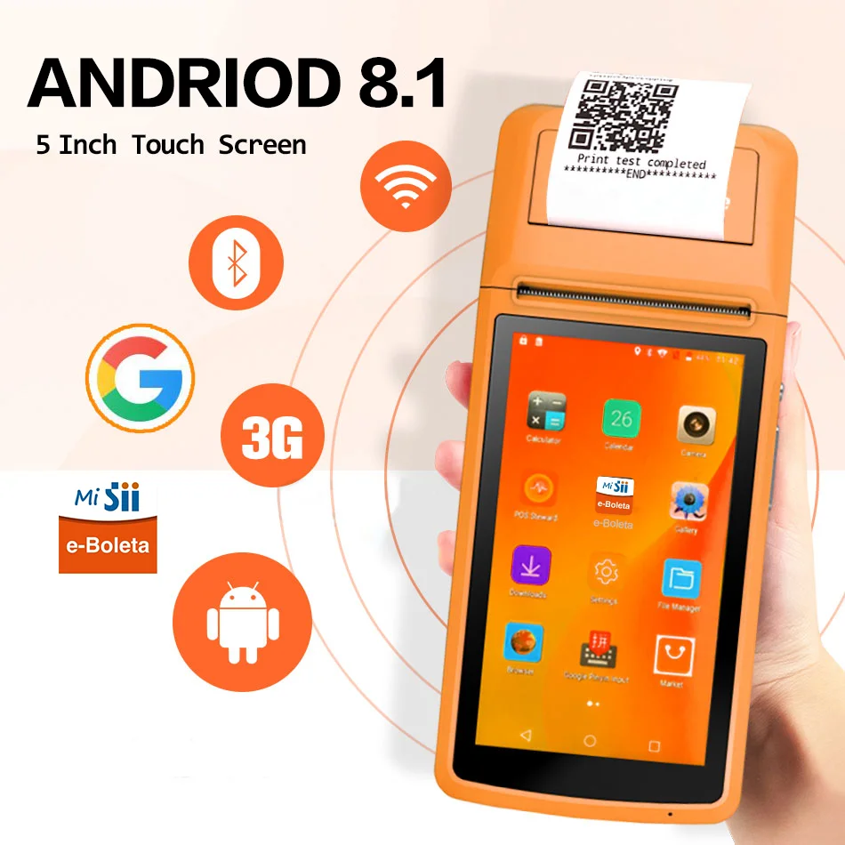 Карманный термопринтер Android 8 1 пос-терминал принтер поддержка Bluetooth 3G Wi-Fi Pos КПК |