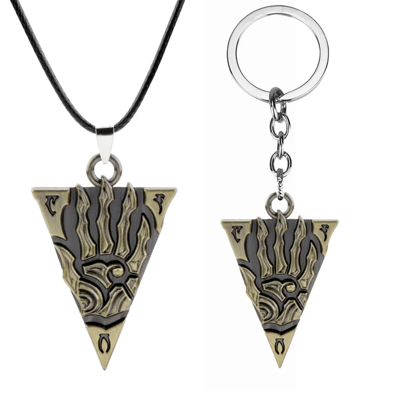 

RPG Game The Elder Scrolls Leather Chain Necklace OL Morrowind Alloy Pendant Vintage Necklace Jewelry Gift for Fans